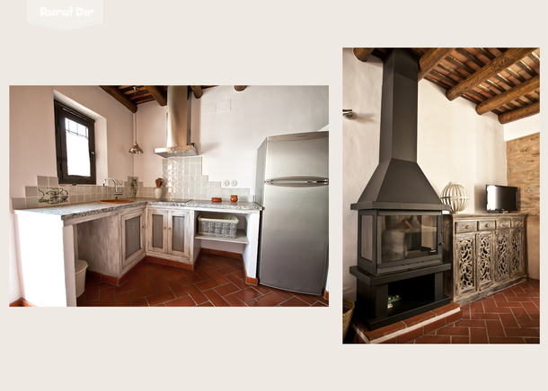 Cocina y chimenea de la casa rural Cartojal Rural - Casa Chica